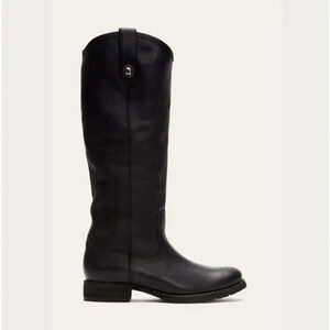 Frye Melissa Boots Tall Leather Pull On Button Riding Boot Black Women's Size 6